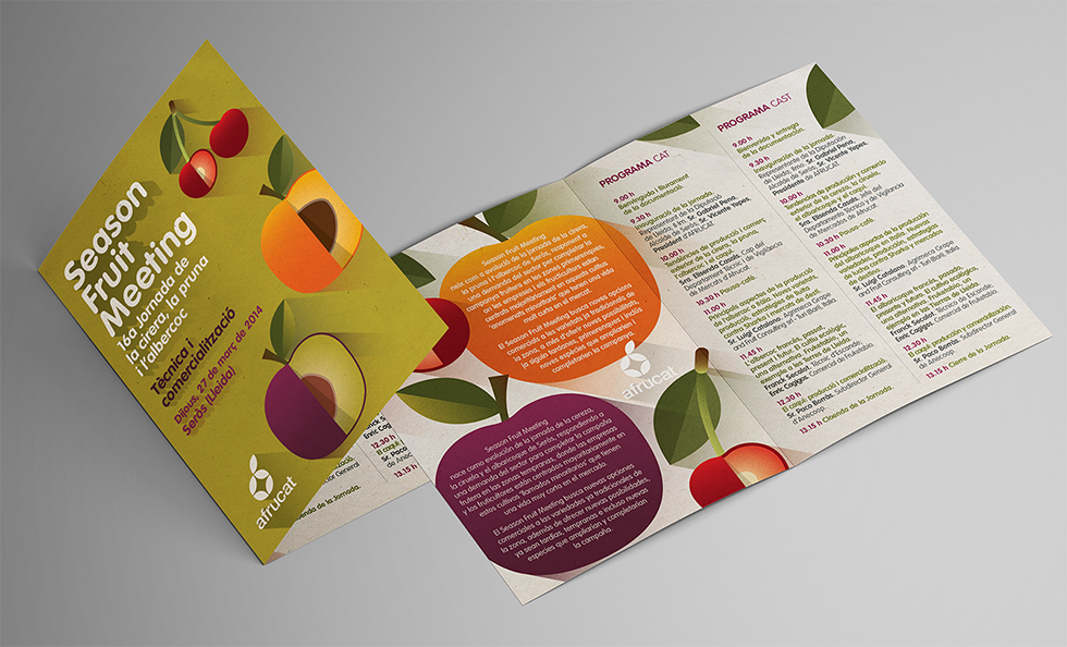 afrucat_season_brochure_illustration_fruit_peaches_green_branding_graphic_design_fair